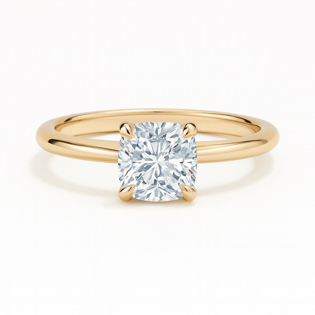 Elodie Cushion Glow Solitaire 1ct Diamond in 9ct Yellow Gold, 18ct Yellow Gold