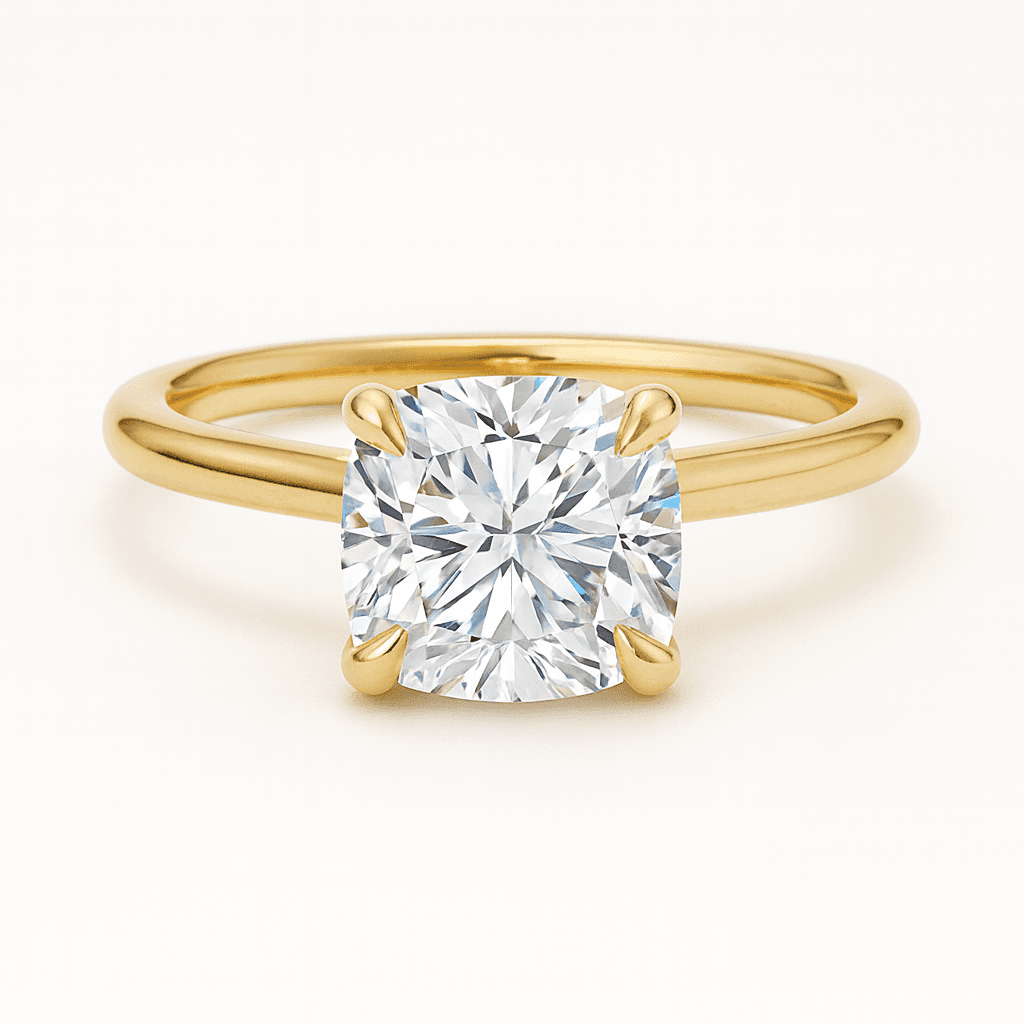 Elodie Cushion Glow Solitaire 2ct Diamond in 9ct Yellow Gold, 18ct Yellow Gold