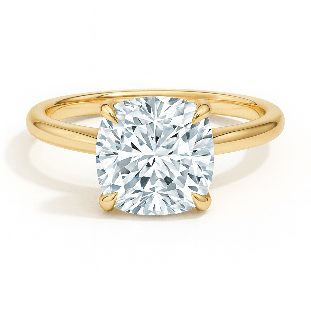 Elodie Cushion Glow Solitaire 3ct Diamond in 9ct Yellow Gold, 18ct Yellow Gold