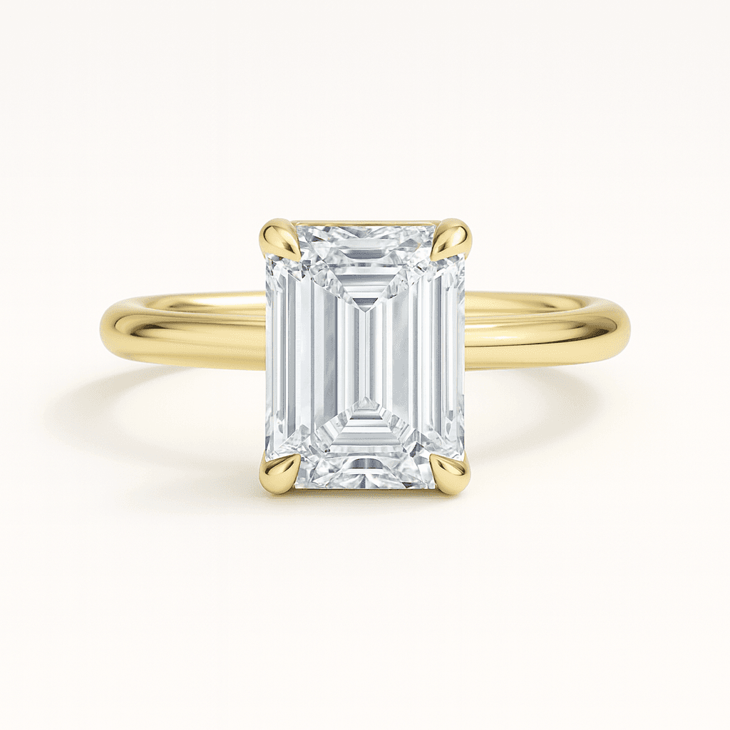 Elodie Emerald Glow Solitaire 2ct Diamond in 9ct Yellow Gold, 18ct Yellow Gold