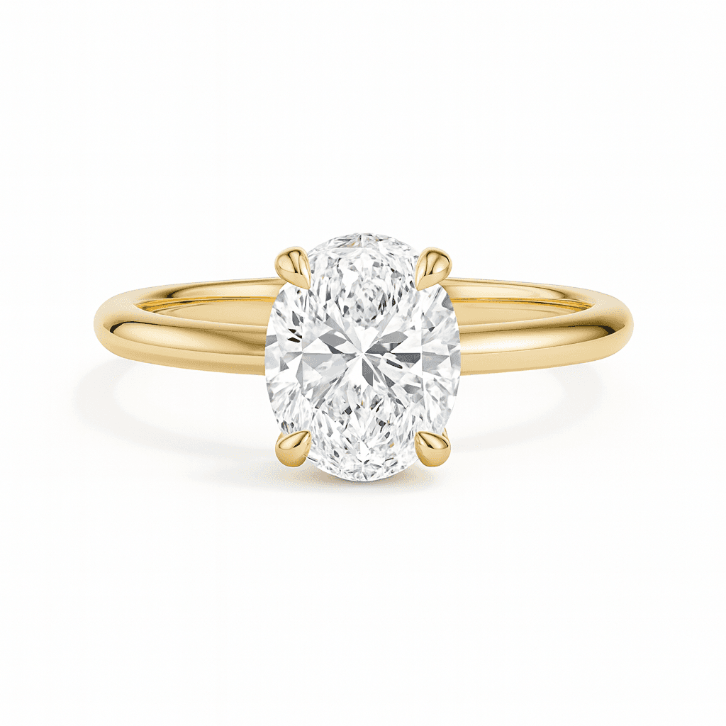 Elodie Oval Glow Solitaire 1ct Diamond in 9ct Yellow Gold, 18ct Yellow Gold