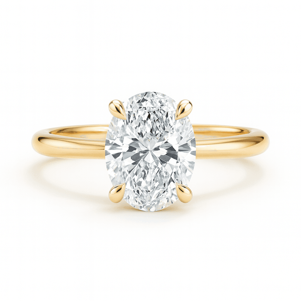 Elodie Oval Glow Solitaire 2ct Diamond in 9ct Yellow Gold, 18ct Yellow Gold