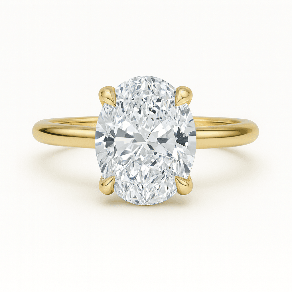 Elodie Oval Glow Solitaire 3ct Diamond in 9ct Yellow Gold, 18ct Yellow Gold