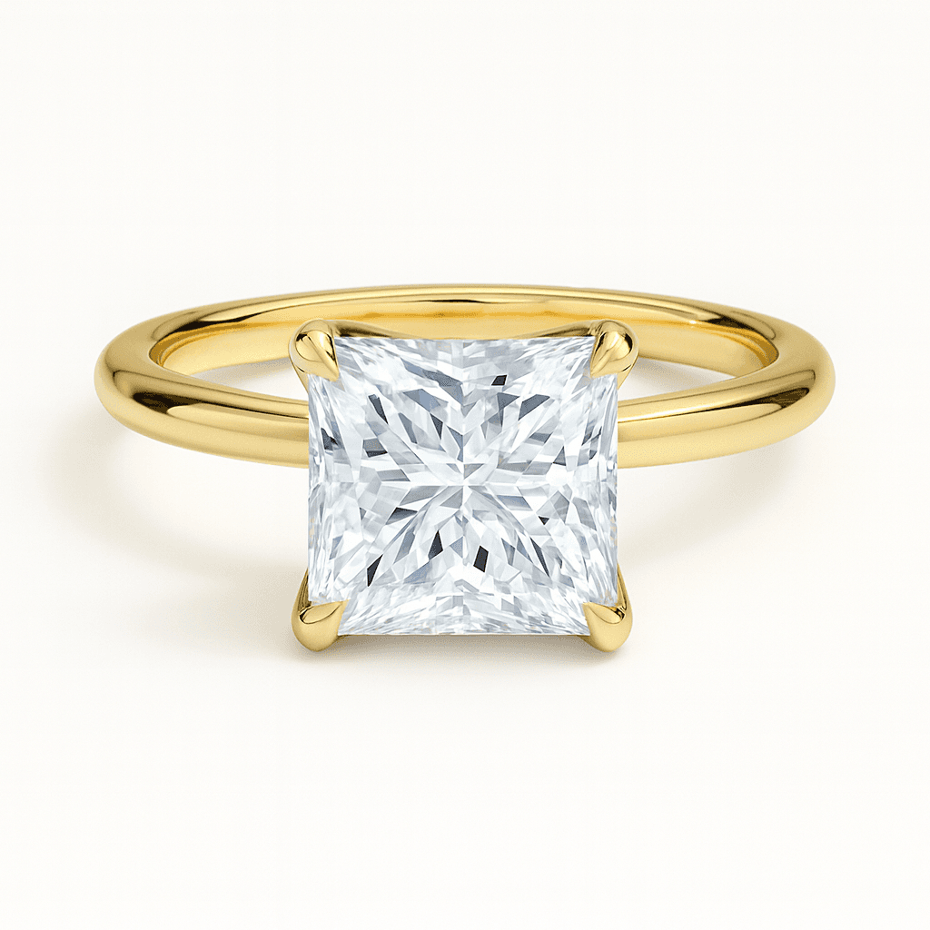 Elodie Princess Glow Solitaire 2ct Diamond in 9ct Yellow Gold, 18ct Yellow Gold