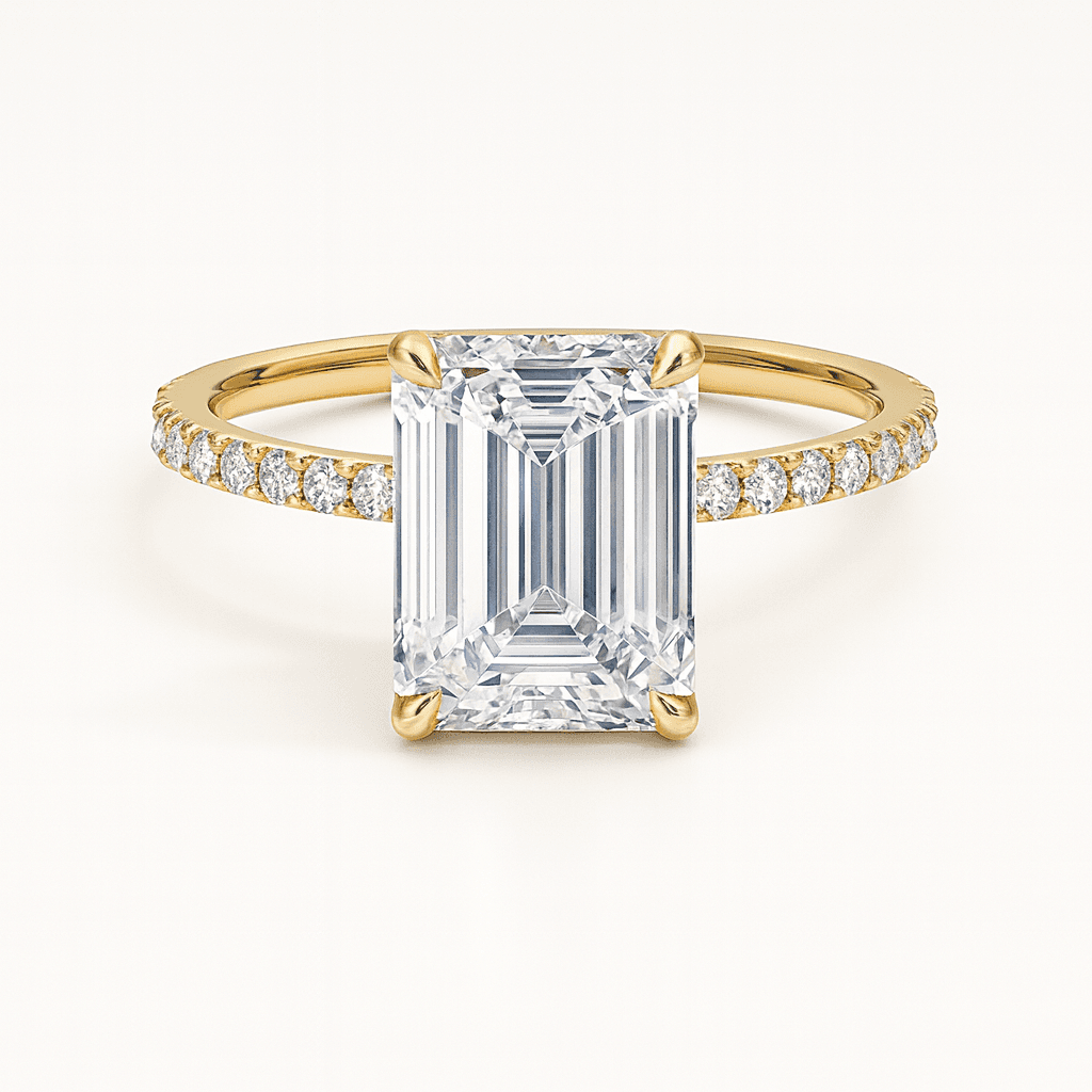 Secret Aura Halo Emerald 2ct Diamond in 9ct Yellow Gold, 18ct Yellow Gold