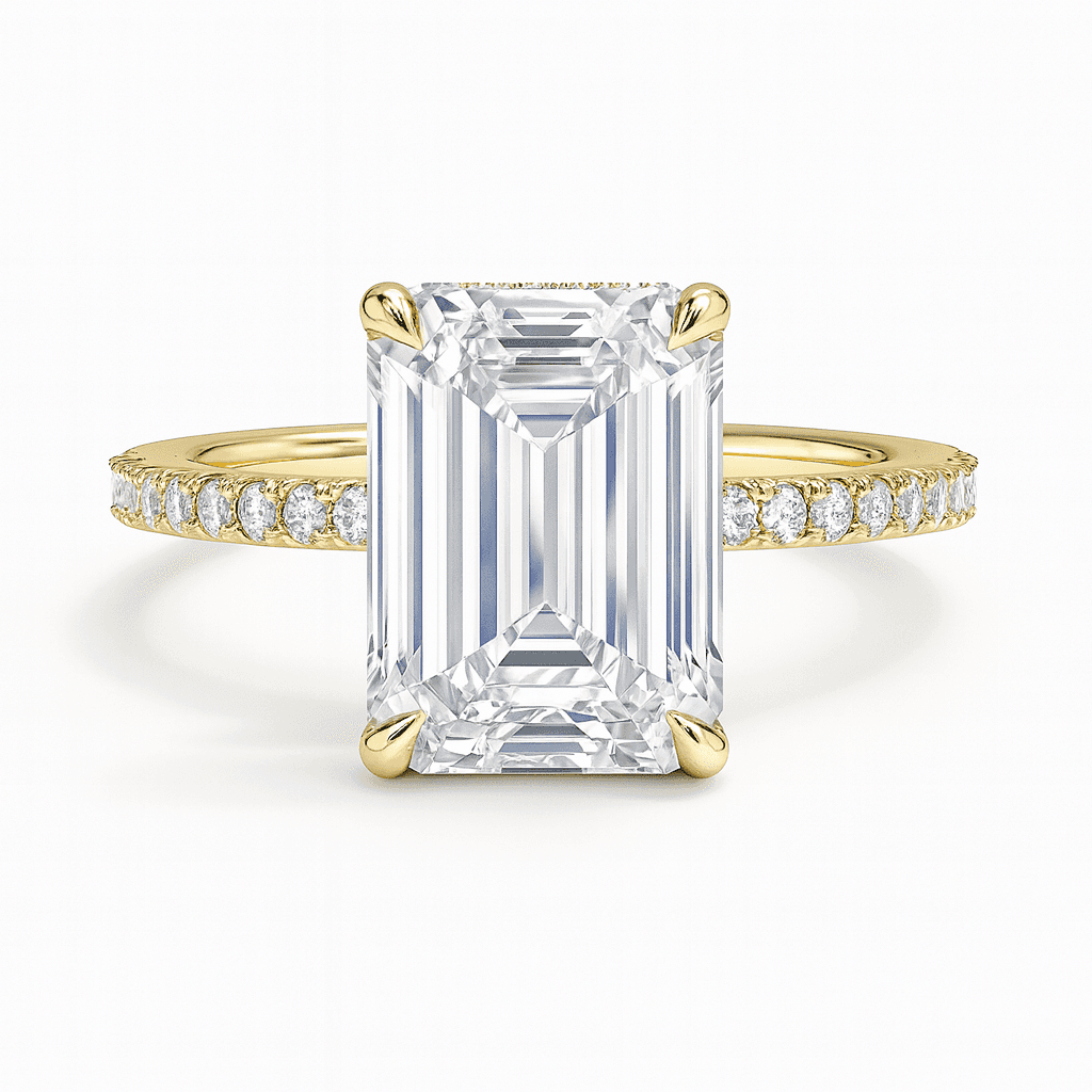 Secret Aura Halo Emerald 3ct Diamond in 9ct Yellow Gold, 18ct Yellow Gold