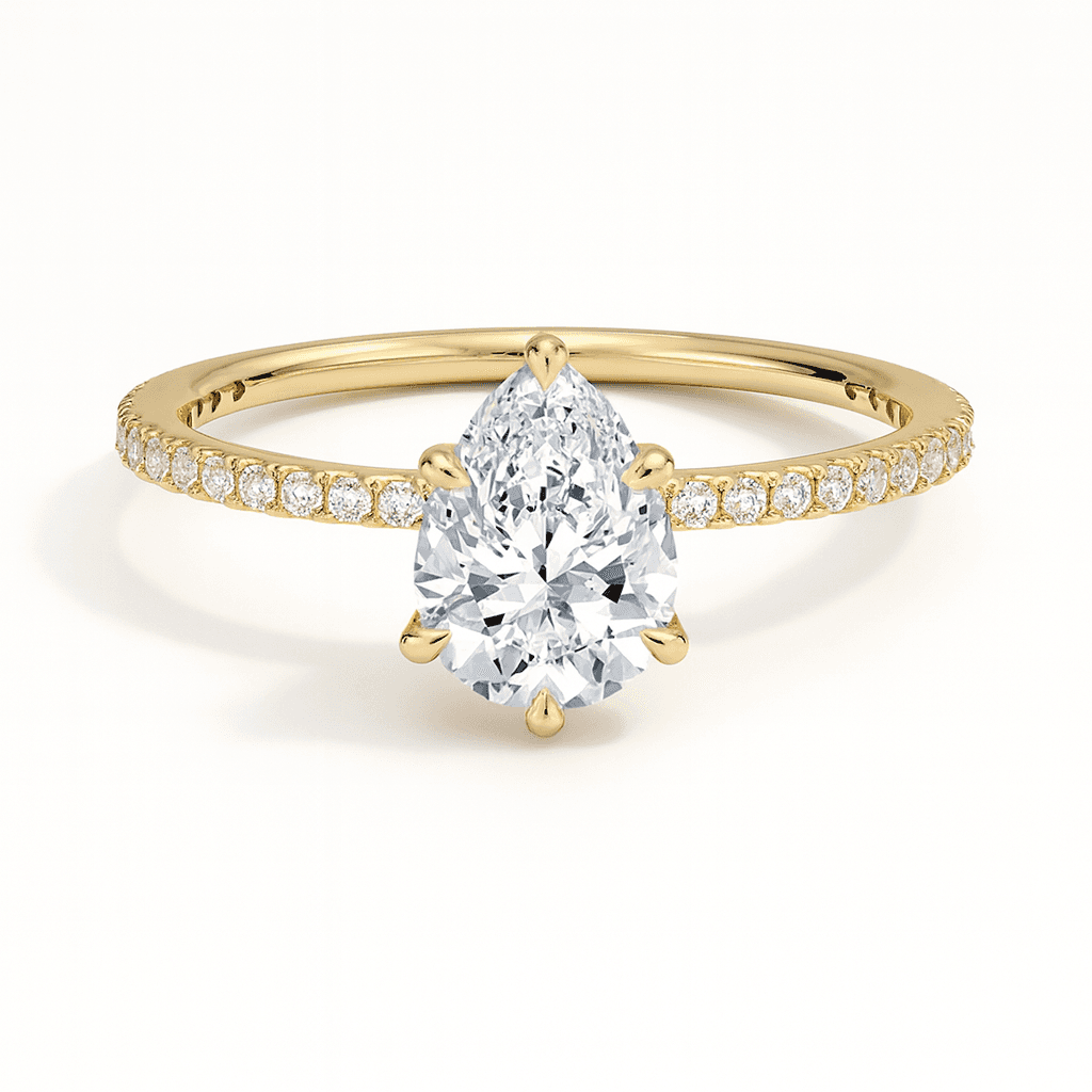 Secret Aura Halo Pear 1ct Diamond in 9ct Yellow Gold, 18ct Yellow Gold