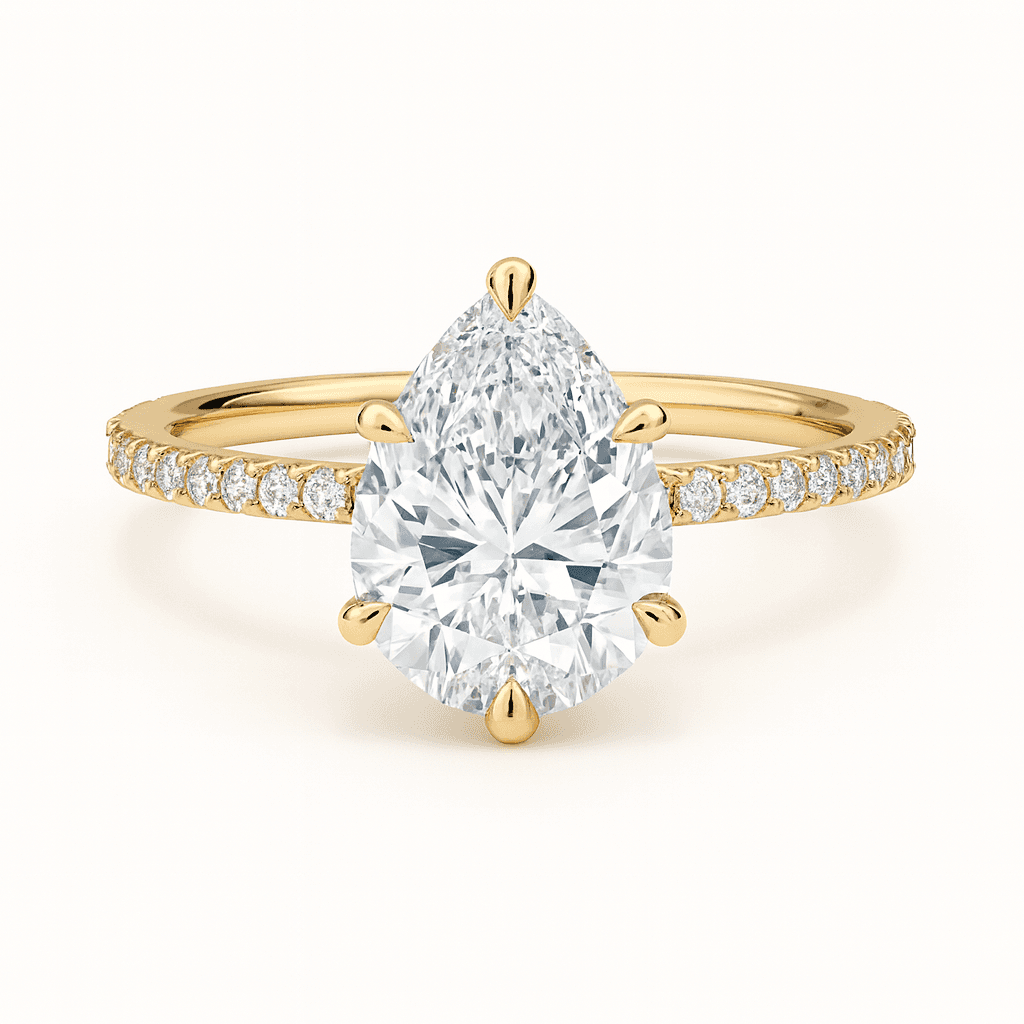 Secret Aura Halo Pear 2ct Diamond in 9ct Yellow Gold, 18ct Yellow Gold