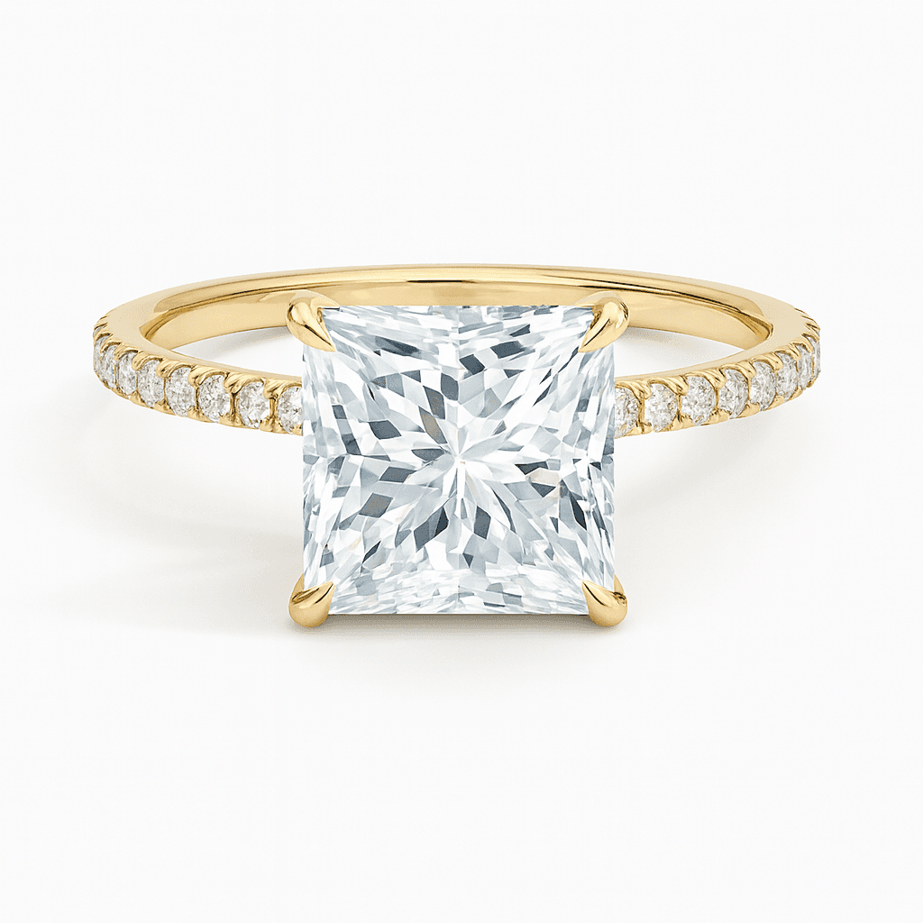 Secret Aura Halo Princess 2ct Diamond in 9ct Yellow Gold, 18ct Yellow Gold