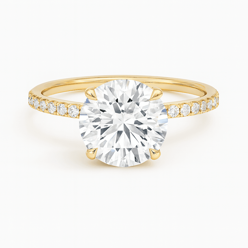 Secret Aura Halo Round 2ct Diamond in 9ct Yellow Gold, 18ct Yellow Gold