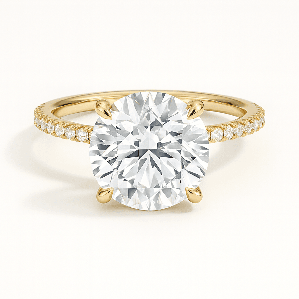 Secret Aura Halo Round 3ct Diamond in 9ct Yellow Gold, 18ct Yellow Gold